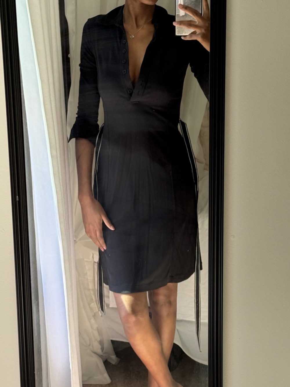 Black Collared Button-Front Women’s Dress